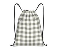 BYwenhopnbs Chequered Geometric Grey White Plaid Abstract Drawstring Bag String Bag Lightweight Gym Backpack for Men Women