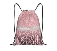BYwenhopnbs Chic Girly Pink Leopard Animal Print Glitter Drawstring Bag String Bag Lightweight Gym Backpack for Men Women