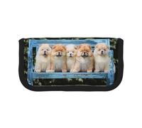 BYwenhopnbs Chow-Chow Cute Dogs Five Puppies，Large Capacity Pencil Case, Pen Pouch Organizer Canvas Pencil Bag for Girls