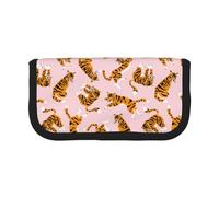 BYwenhopnbs Circus Animal Cute Tigers On The Pink Background，Large Capacity Pencil Case, Pen Pouch Organizer Canvas Pencil Bag for Girls