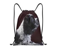 BYwenhopnbs Cocker Spaniel Puppy Black And White Spaniel Drawstring Bag String Bag Lightweight Gym Backpack for Men Women