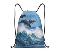 BYwenhopnbs Common Bottlenose Dolphin Drawstring Bag String Bag Lightweight Gym Backpack for Men Women