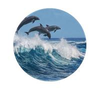 BYwenhopnbs Common Bottlenose Dolphin Round Mouse Pad, Sewn Edge Design 8 x 8 in