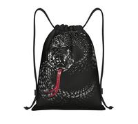BYwenhopnbs Cool Black Cobra Snake Drawstring Bag String Bag Lightweight Gym Backpack for Men Women