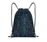 BYwenhopnbs Cool Blue Leopard Animal Print Drawstring Bag String Bag Lightweight Gym Backpack for Men Women