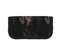 BYwenhopnbs Curious Adopted Black Labrador，Large Capacity Pencil Case, Pen Pouch Organizer Canvas Pencil Bag for Girls