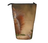 BYwenhopnbs Cute Animal Red Squirrel Sciurus Stand up Pencil case Holder, Telescopic Pencil Bag
