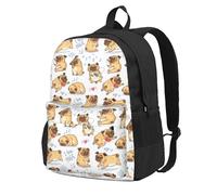 BYwenhopnbs Cute Funny Pug Pupies Seamless Pattern BackgroundSchool Backpack Travel Bag for Men Women College Back Pack with 15 Laptop Compartmen