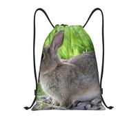 BYwenhopnbs Cute Grey Hare Rabbit Drawstring Bag String Bag Lightweight Gym Backpack for Men Women