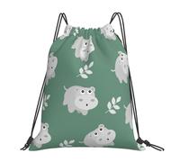BYwenhopnbs Cute HippoDrawstring Backpack Sports Gym Sackpack Water Resistant String Bag for Women Men