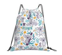 BYwenhopnbs Cute Koala Bears And FloralDrawstring Backpack Sports Gym Sackpack Water Resistant String Bag for Women Men