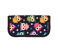 BYwenhopnbs Cute Owl Print Animal Polka Dot，Large Capacity Pencil Case, Pen Pouch Organizer Canvas Pencil Bag for Girls