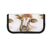 BYwenhopnbs Cute Watercolor Cow，Large Capacity Pencil Case, Pen Pouch Organizer Canvas Pencil Bag for Girls