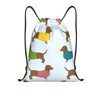 BYwenhopnbs Dachshund Dog Cute Wallpaper Drawstring Bag String Bag Lightweight Gym Backpack for Men Women