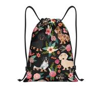 BYwenhopnbs Dachshund Dog With Flowers Drawstring Bag String Bag Lightweight Gym Backpack for Men Women