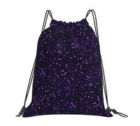 BYwenhopnbs Dark Amethyst Purple GlitterDrawstring Backpack Sports Gym Sackpack Water Resistant String Bag for Women Men
