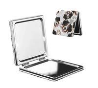 BYwenhopnbs Dog Paws Bernese Mountain Dog Compact Travel Small Mirror, PU Leather Folding Pocket Hand Mirror
