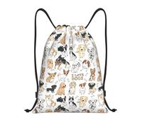 BYwenhopnbs Dogs Drawn Animals Of Different Types Of Breeds Drawstring Bag String Bag Lightweight Gym Backpack for Men Women