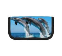 BYwenhopnbs Dolphins Jumping Winter，Large Capacity Pencil Case, Pen Pouch Organizer Canvas Pencil Bag for Girls