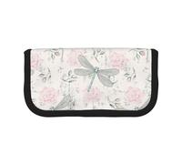 BYwenhopnbs Dragonfly Shabby Chic Roses Worn Old Vintage Floral，Large Capacity Pencil Case, Pen Pouch Organizer Canvas Pencil Bag for Girls