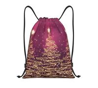 BYwenhopnbs Elegant Christmas Sparkling Trees Pink Purple Drawstring Bag String Bag Lightweight Gym Backpack for Men Women