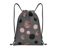 BYwenhopnbs Elegant Faux Pink Black Circles Drawstring Bag String Bag Lightweight Gym Backpack for Men Women