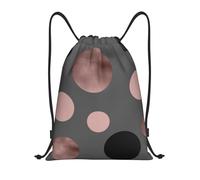 BYwenhopnbs Elegant Faux Rose Gold Blush Pink Black Circles Drawstring Bag String Bag Lightweight Gym Backpack for Men Women