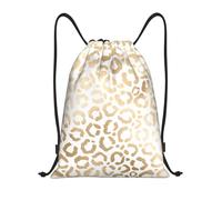 BYwenhopnbs Elegant Gold White Leopard Cheetah Drawstring Bag String Bag Lightweight Gym Backpack for Men Women