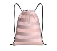BYwenhopnbs Elegant Rose Gold Glitter Blush Pink Stripe Drawstring Bag String Bag Lightweight Gym Backpack for Men Women