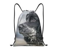 BYwenhopnbs English Cocker Spaniel Large Curly Ears Black Drawstring Bag String Bag Lightweight Gym Backpack for Men Women