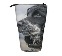 BYwenhopnbs English Cocker Spaniel Large Curly Ears Black Stand up Pencil case Holder, Telescopic Pencil Bag