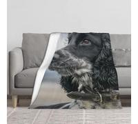 BYwenhopnbs English Cocker Spaniel Large Curly Ears Black,Super Soft Thick Comfy Cozy Throw Flannel Blanket Couch 60"x50"
