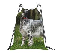 BYwenhopnbs English Setter Lawn Pets Dogs English SetterDrawstring Backpack Sports Gym Sackpack Water Resistant String Bag for Women Men