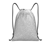 BYwenhopnbs Faux Sparkly Silver Glitter Printed Drawstring Bag String Bag Lightweight Gym Backpack for Men Women