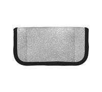 BYwenhopnbs Faux Sparkly Silver Glitter Printed,Large Capacity Pencil Case, Pen Pouch Organizer Canvas Pencil Bag for Girls