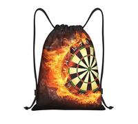 BYwenhopnbs Flaming Dartboard Fire Dart Board 3D Drawstring Bag String Bag Lightweight Gym Backpack for Men Women