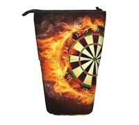 BYwenhopnbs Flaming Dartboard Fire Dart Board 3D Stand up Pencil case Holder, Telescopic Pencil Bag