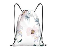 BYwenhopnbs Floral Pattern Pink Peony Flowers Drawstring Bag String Bag Lightweight Gym Backpack for Men Women