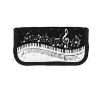 BYwenhopnbs Flying Music Notes Musical Piano Keys，Large Capacity Pencil Case, Pen Pouch Organizer Canvas Pencil Bag for Girls