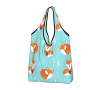 BYwenhopnbs Fox Seamless Pattern Foldable Tote Bag, Waterproof Reusable Shopping Fold Up Bag for Travel