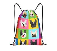 BYwenhopnbs French Bulldog Faces Background Pop Art Drawstring Bag String Bag Lightweight Gym Backpack for Men Women
