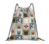 BYwenhopnbs French Bulldog Portraits Pattern DogDrawstring Backpack Sports Gym Sackpack Water Resistant String Bag for Women Men