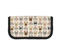 BYwenhopnbs French Bulldog Seamless Pattern in Vintage Style，Large Capacity Pencil Case, Pen Pouch Organizer Canvas Pencil Bag for Girls