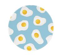 BYwenhopnbs Fried Eggs Seamless Pattern Round Mouse Pad, Sewn Edge Design 8 x 8 in
