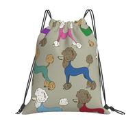 BYwenhopnbs Funny Cartoon Colorful PoodleDrawstring Backpack Sports Gym Sackpack Water Resistant String Bag for Women Men