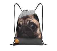BYwenhopnbs Funny Greedy Dog Pug Drawstring Bag String Bag Lightweight Gym Backpack for Men Women