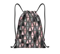 BYwenhopnbs Geometric Grey Blush And Coral Drawstring Bag String Bag Lightweight Gym Backpack for Men Women