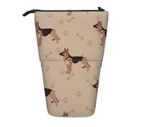 BYwenhopnbs German Shepherd Foot Prints Stand up Pencil case Holder, Telescopic Pencil Bag