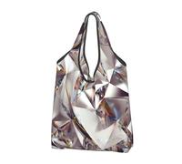 BYwenhopnbs Glitter Abstract Diamond Crystal Pattern Printed Foldable Tote Bag, Waterproof Reusable Shopping Fold Up Bag for Travel