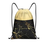 BYwenhopnbs Gold And Black Marble Drawstring Bag String Bag Lightweight Gym Backpack for Men Women